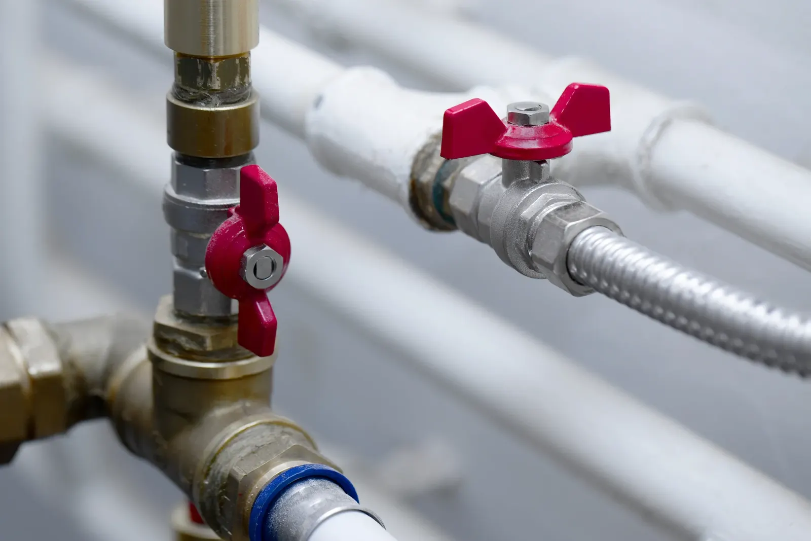 New gas line run to an appliance point, ready for connection
