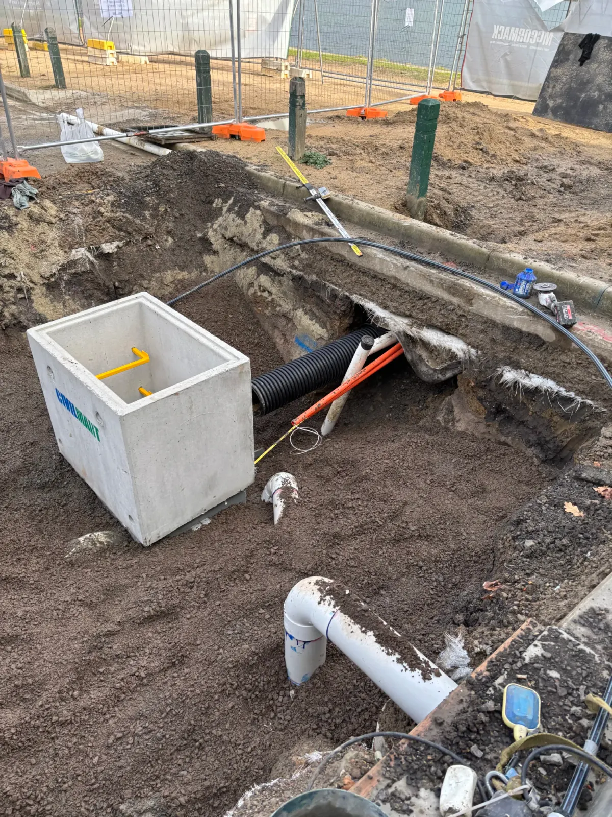 Stormwater riser set in formwork before the concrete pour