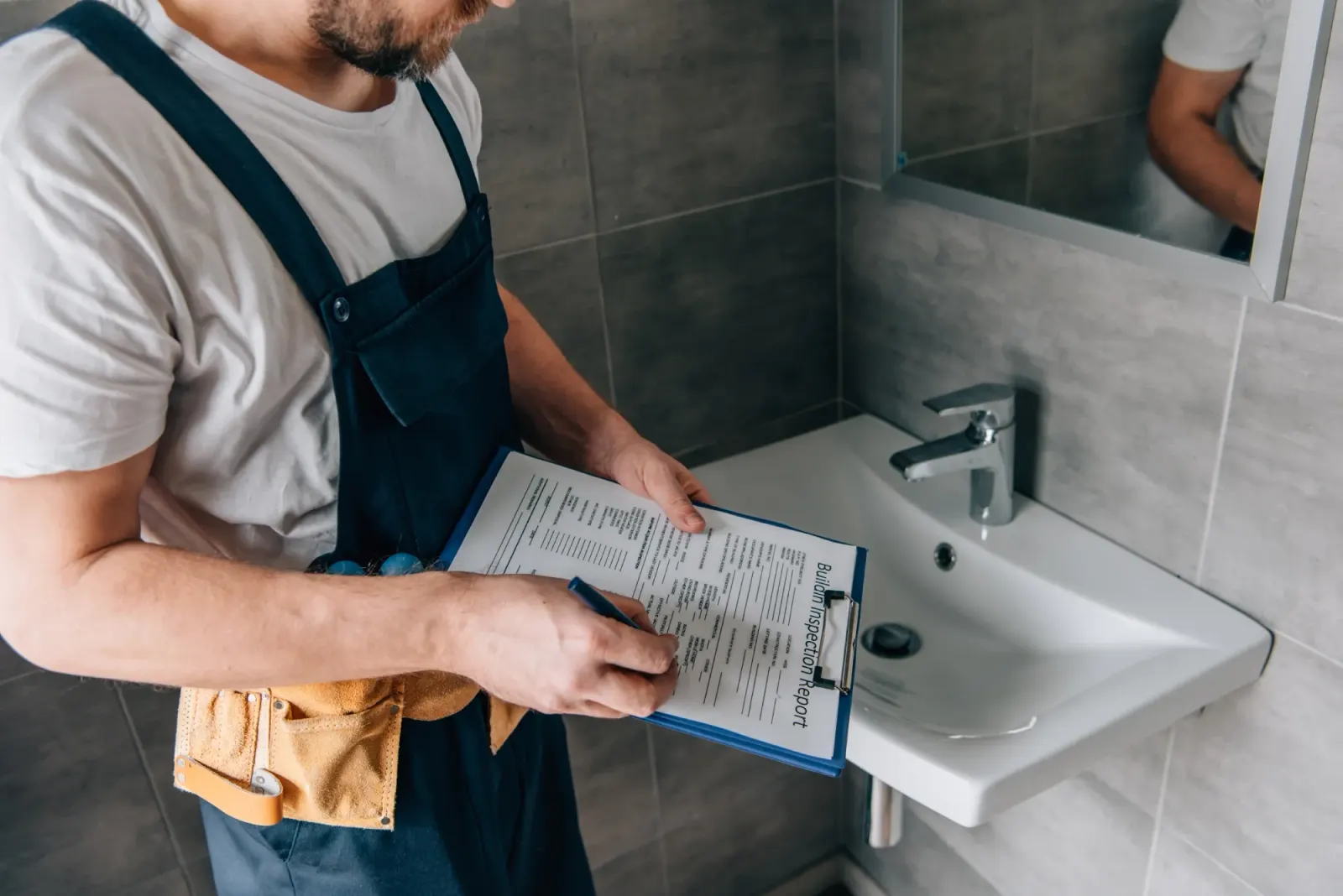 Plumbing works under way inside an inner Melbourne apartment building